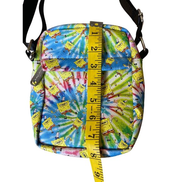 Buckle Down SpongeBob Tie-Dye Print Crossbody Bag Vegan Leather Adjustable Strap - Picture 11 of 13